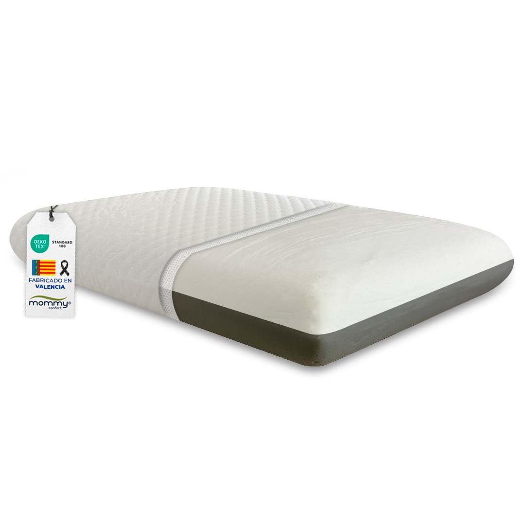 Almohada Viscoelástica 60cm Doble Firmeza Lado Blanco Suave Lado Gris Media Funda Interior Incluida Funda Bambú Lavable con Cremallera Ergonómica Transpirable Descanso Cómodo