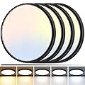 zemty 4Pack LED Flush Mount Ceiling Light, 12Inch 24W Dimmable Ceiling Lights Fixture, 5 Color Temperatures (3000K-6500K) Black Round Ceiling Lamp for Bedroom, Kitchen, Hallway,Bathroom