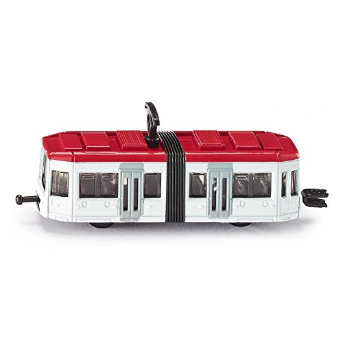 Siku 1011, Straßenbahn, Metall/Kunststoff, Weiß/Rot, Standard Eisenbahnkupplungen zum Verbinden mit