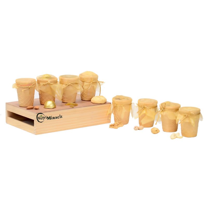 Image of NUTRI MIRACLE Diwali Edible Cups with Dry Fruits, Chocolate and Nuts with Diya | Corporate Office Gift