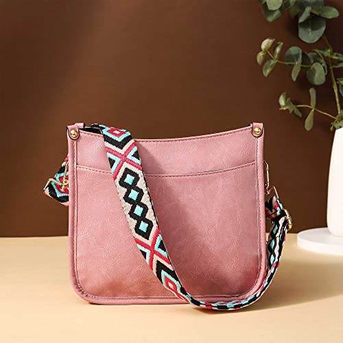 Haiboaln Cross Body Bag Purses For Women With 2 Guitar Strap Vegan Leather Shoulder Hobo Handbags (A-Pink) #TOP6