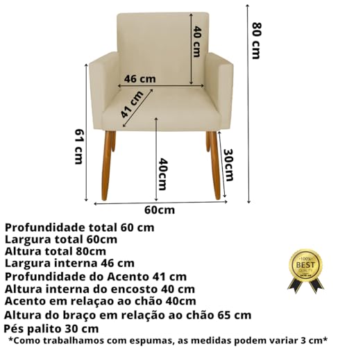 Kit 2 Poltronas Cadeira Decorativa para Sala de estar Cadeiras para Recepção Manicure Escritório Sal