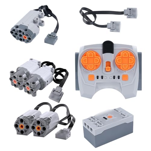 Lot de 8 Servomoteurs Électriques Kit, avec Servomoteur Moteurs, L/M + Télécommande 2,4G + Boîtier de Piles & Câbles d’Extension, Compatible avec les Modèles de Blocs de Construction