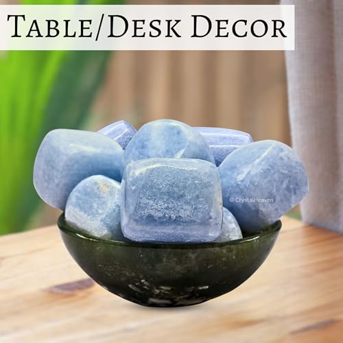 Image of Crystal Heaven Certified Blue Calcite Healing Tumbled Stone,Natural Polished Crystals For Diy Crafts,Manifestation,Meditation,Pooja Feng Shui And Reiki Healing(30 Grams)