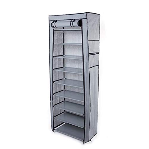 10 Tier Shoe Tower Rack, PortableNon-Woven Fabric Shoe Rack Shelves Storage Organizer Cabinet Entryway Closet for Heels, Boots, Slippers (Gray)