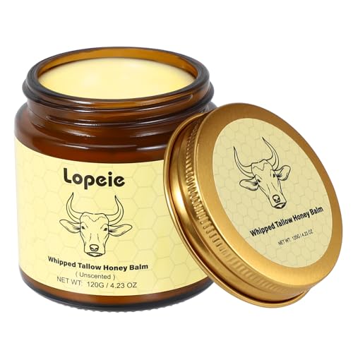 Lopeie Beef Tallow for Skin - Organic Grass Fed Whipped Moisturizer with Honey Balm, Natural Hydrating Cream for Face & Body, Relief for Dry & Sensitive Skin (4.23oz, Unscented) Lopeie Beef Tallow for Skin - Organic Grass Fed Whipped Moisturizer with Honey Balm, Natural Hydrating Cream for Face & Body, Relief for Dry & Sensitive Skin (4.23oz, Unscented)