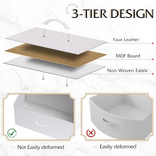 Image of WLIVE Dresser with 4 Drawers, Storage Tower, Organizer Unit, Fabric Dresser for Bedroom, Hallway, Entryway, Closets, Sturdy Steel Frame, Wood Top, Easy Pull Handle, White