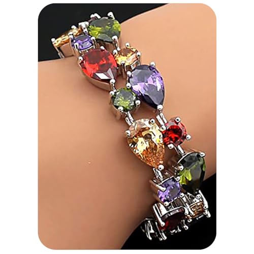 Fashion Gemstone Silver Bracelets, Silver Jewelry for Women Bracelet, Amethyst Garnet Morganite Peridot Women Jewelry Bracelets