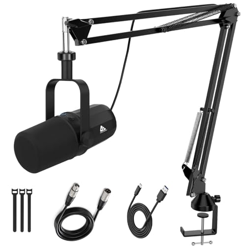 Image of Audio Array AM-C11 Pro XLR /USB Professional Dynamic Mic Kit | Premium Metal 96kHz /24bit Studio Quality | 2M XLR & USB Cables,Volume Control,Mute & Realtime Monitoring | Streaming,Gaming & podcasting