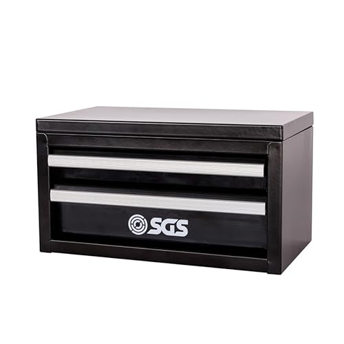 SGS Black Mini Tool Box, 2 Smooth Drawers, Aluminium, Sleek Black Coated 27.5cmx15cmx15cm, Fun Novelty Gift