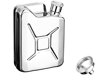 iSavage 6oz Hip Flask Classic Jerry Can Shape Mirror Finished with a Funnel
