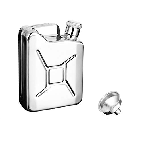 iSavage 6oz Hip Flask Classic Jerry Can Shape Mirror Finished with a Funnel