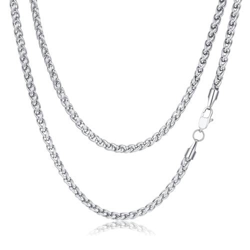 FOSIR �V���o�[�E�B�[�g�`�F�[�� �X�e�����X�X�`�[���l�b�N���X �j���p 2.5mm/3mm/4mm/5mm �����Y�`�F�[���A18-30�C���`, 20.0 Inches long, �X�e�����X�|, ��΂Ȃ�