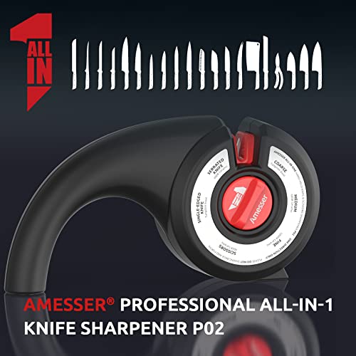 Amesser Kitchen Knife Sharpeners Scissors - 6 Stage All In 1 Multifunctional Professional Manual Sharpener With Diamond, Ceramic, Tungsten Steel For Sharpening Serrated, Pocket, Tactical, Chef Knives #TOP1