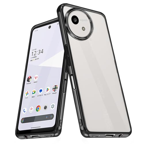 AQUOS wish5 �P�[�X �ϏՌ� �N���A SH-M32 aquos wish5 case �J�o�[ ���� TPU �y�� ���^ �X�}�z�P�[�X �X�g���b�v�z�[���t�� ���ϖh�~(�u���b�N)