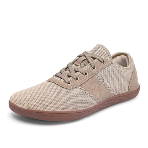 AONEGOLD Męskie Barefoot Minimalistyczne Buty Damskie Bose Toe Szerokie Lekkie Trampki Antypoślizgowe Oddychające Trail Bieganie Trampki Do Biegania Trampki, 371 Brązowy, 43 EU