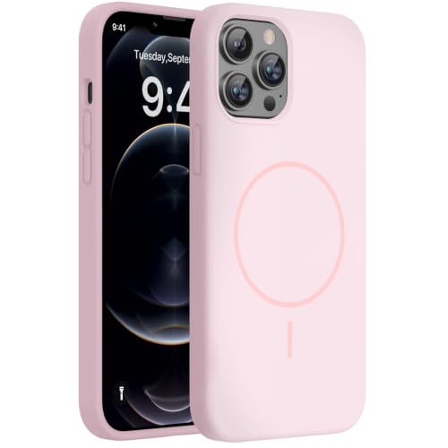 Image of Miracase Compatible with iPhone 12 Pro Max Case, [Soft Anti-Scratch Microfiber Lining], Liquid Silicone Case Gel Rubber Shockproof Drop Protection Phone Case for 12 Pro Max, Sand Pink