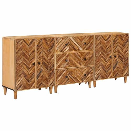 LoogCape Juego de 3 armarios de almacenamiento de madera maciza de mango marrón, 60 x 33,5 x 75 cm, con cajón, 7 compartimentos, para oficina, pasillo, garaje, orden
