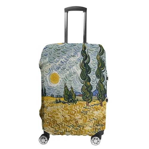 Suitcase Covers for Luggage Washable Luggage Cover Wheat Fields And Cypress Trees Luggages Wheel Covers Elastic Travel Carry On Suitcase Cover Travel Luggages Protector Sleeve Fit 29-32 Inch M