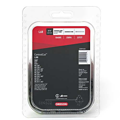 Oregon L68 Controlcut Chainsaw Chain For 18-Inch Bar, 68 Drive Links, .325" Pitch, .063" Gauge, Fits Several Stihl Models (22Bpx068G),Gray #TOP1