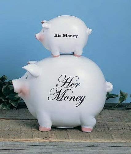 Vista 2 de Young's His MoneyHer Money - Alcancía de cerámica, 8 pulgadas