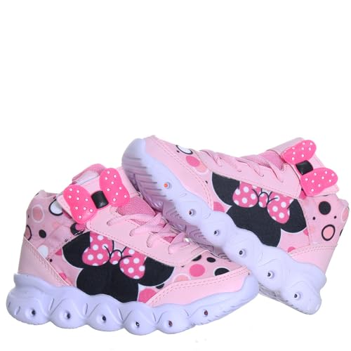 Tenis Bota Infantil Menina Laço Com Luzinha Led pisca + Pulseira rosa