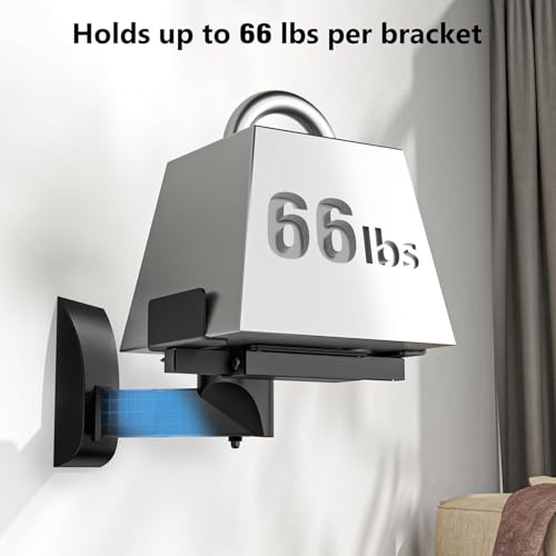 WALI Speaker Wall Mount, Surround Sound Speaker Stand with Adjustable Swivel Tilt Angle, Large Bookshelf Speaker Wall Mount for Living Room, Home Theater, Hold up to 66 Lbs, (SWM201XL), 2 Pack, Black by WALI - Image 5