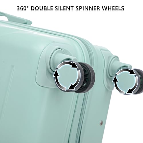 3 Piece Luggage Sets for Women, Hard Shell Suitcases with Spinner Wheels, Travel Luggage with TSA Lock & Hooks, Lightweight, 20”/24”/28” (Mint Green)4