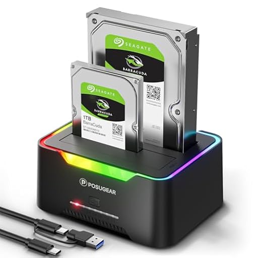POSUGEAR Estación de Acoplamiento de Disco Duro USB 3.2 Gen 1 Base de Conexión para SATA HDD/SSD de 2.5"/3.5", Doble Bahía, Soporte de Clones Fuera de Línea, hasta 40 TB con UASP | Ya disponible en tu tienda friki favorita! En mundofriki.es!