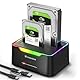 POSUGEAR Festplatten Docking Station, RGB USB 3.0 Festplattengehäuse für 2,5 und 3,5 Zoll SATA HDD/SSD, 2 x 20TB Dual Bay HDD Docking Station mit Offline Klonen Unterstützung werkzeugloser und UASP