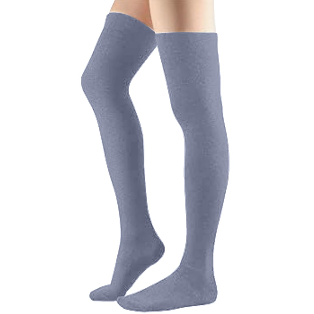 MUKHAKSH (Pack of 12 Pairs = 24 Stockings Girls Cotton Lycra Grey Stocking Thigh High Grey Socks - Image 3 thumbnail