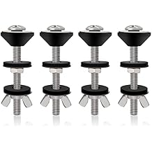 4PCS Universal Toilet Tank to Bowl Bolts Kit, Heavy Duty Toilet Bolts, Waterproof Stainless and Rubber Washers Gaskets with Extra Long Nut Screw for Fastening Silver