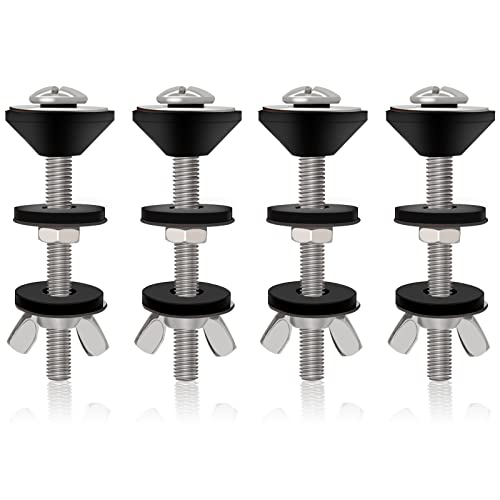 4Pcs Universal Toilet Tank To Bowl Bolts Kit, Heavy Duty Toilet Bolts, Waterproof Stainless And Rubber Washers Gaskets With Extra Long Nut Screw For Fastening (Silver) #TOP6