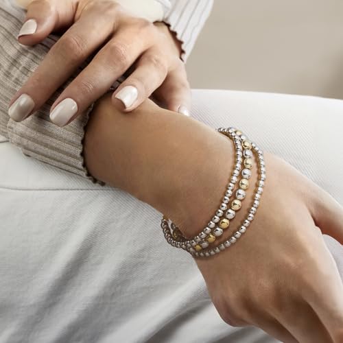 Ross-Simons Italian 2-Tone Sterling Silver Jewelry Set: 3 4-6mm Bead Stretch Bracelets2