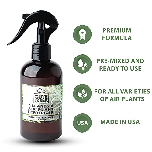 Cute Farms Tillandsia Air Plant Fertilizer | Gentle Weekly Use Formula Plant Food With Care Guide | Formulated Nutrients For Air Plants (Two - 8 Oz. Spray Bottle) #TOP1
