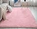 Tappeto a pelo lungo, tappeto soffice a pelo lungo super morbido antiscivolo, per soggiorno, camera da letto, sala da pranzo, tappetini per testiera della camera dei bambini (Rosa, 80x160 cm)