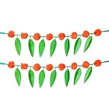 Aditri Creation Set of 2 Artificial Orange Marigold Flower Garlands with Mango Leaf Door Toran/Decor