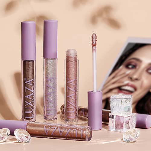Luxaza 5Pcs Liquid Eyeshadow Set,Shimmer & Metallic Glitter Eyeshadow,Highly Pigmented Long Lasting Liquid Shadow Eye Makeup,5 Colors Quick-Drying Sparkling Eye Shadow Makeup Set #TOP7