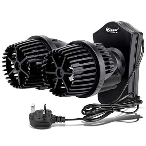 hygger 2 * 4000LPH Double Head Aquarium Wave Maker 5W Ultra Quiet Aquarium Circulation Pump Fish Tank Wave Maker with Strong Magnetic Suction Base 360Adjustable Power Head for 151-416L Tank