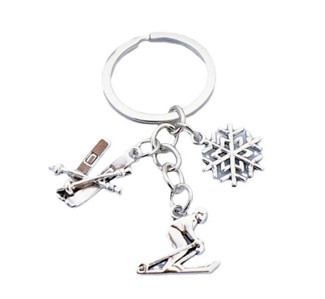 Snowboard Keychain Purse Keychain Metal Snowflake Pendant Skating Keychain Backpack Charm Handbag Keychain Backpack Keychain Decorative Keychain Decorative Keyring