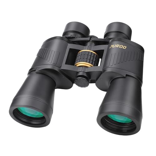 PUROO 10x50 Binoculars for Adults high Powered — Full-Size HD Optics, Large Objective Lens, Wide Field of View, Low-Light Performance — Rugged Outdoor Hunting Essentials for Bird Watching & Hunting
