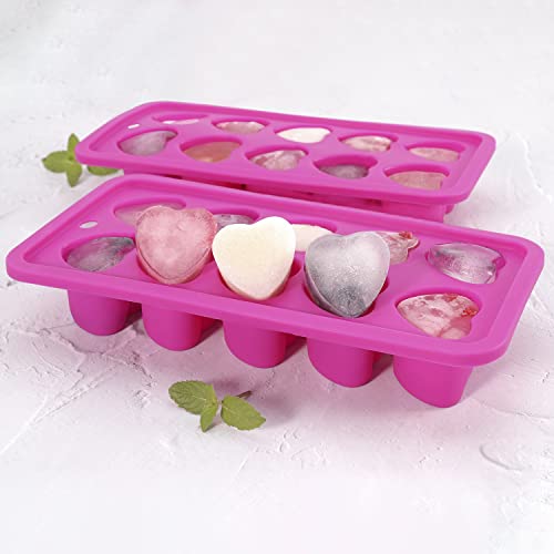 Heart Shaped Silicone Pink Ice Cube Trays, For Diy Love Heart Ice Cubes, Chocolate, Candy, Easy Release Heart Ice Cube Mold For Cocktails,Whiskey, Drinks, Bpa Free And Dishwasher Safe(2Pcs, Pink) #TOP5