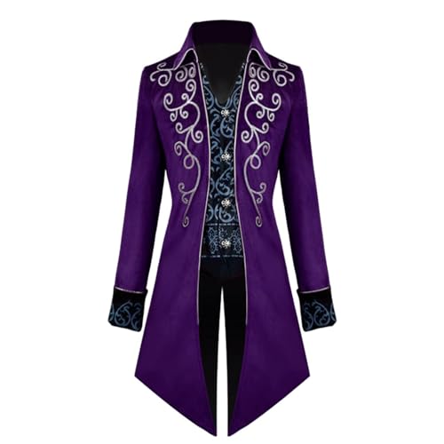 JIEBWCHA Abrigo medieval steampunk para hombre, bordado vintage gótico steampunk, esmoquin steampunk, chaqueta estilo steampunk, chaqueta pirata, abrigo renacentista, chaqueta steampunk para hombre