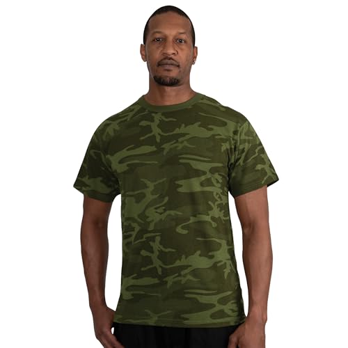 Image of Rothco Camo T-Shirt | Men's Short Sleeve Camouflage Crew Neck Base Layer Rugged Outdoor Hiking Workout Gym Tee Shirt
