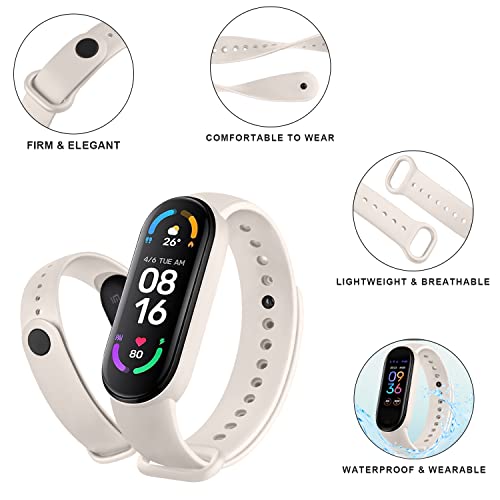 Pacote com 3 pulseiras esportivas para Mi Bands 5 e 6, pulseiras de substituição de silicone macio p