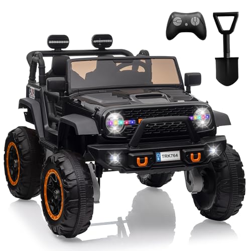 24V Ride on Car Toys, Remote Control 4 Wheels Electric Power Car for Toddlers Kids Boys Girls, 2 Seater Motorized Ride on Cars Vehicle, Black, Black