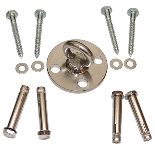 wellsem en acier inoxydable plafond Support mural Support d'ancrage pour sangles de suspension Swing Enfant Sable Yoga Swing Matériel de montage (emballage de 1 avec vis) Cover