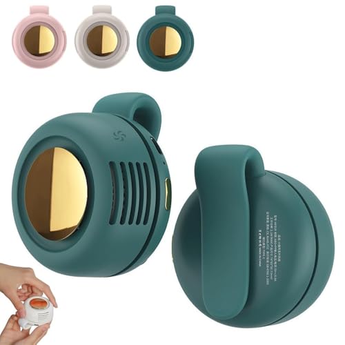 YSINOBEAR Clip On Waist & Neck Fan Small Clip Fan Portable Silent Mini Bladeless Whirlwind for Waist Clip Ultra-Quiet 3-Speed Cooling Fan for Outdoorr/Travel/Office/Shirt (Green)