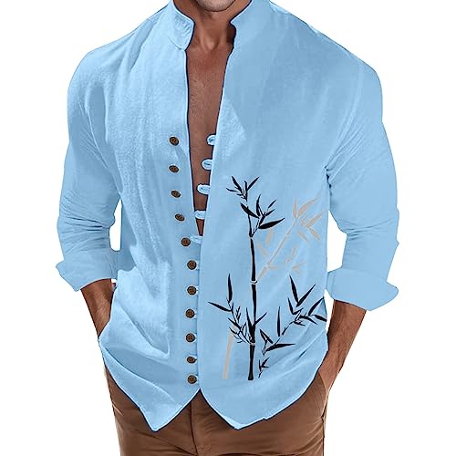Tee col v mélange de coton et chemises pour homme manches longues gym