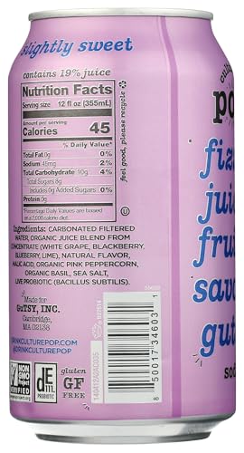 Culture Pop Soda Wild Berries & Lime Probiotic Soda, 12 FZ